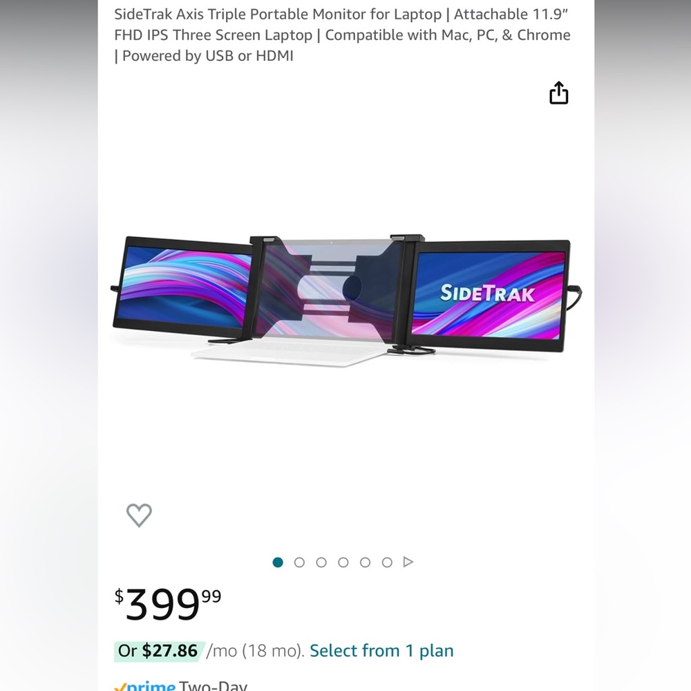 SideTrak Axis Triple Portable Monitor for Laptop | Three Screen Laptop